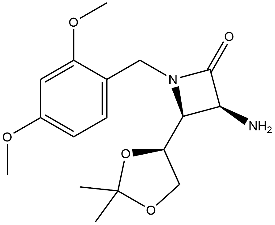 (3S,4S)-3-amino-1-(2,4-dimethoxybenzyl)-4-((R)-2,2-dimethyl-1,3-dioxolan-4-yl)azetidin-2-one Structure