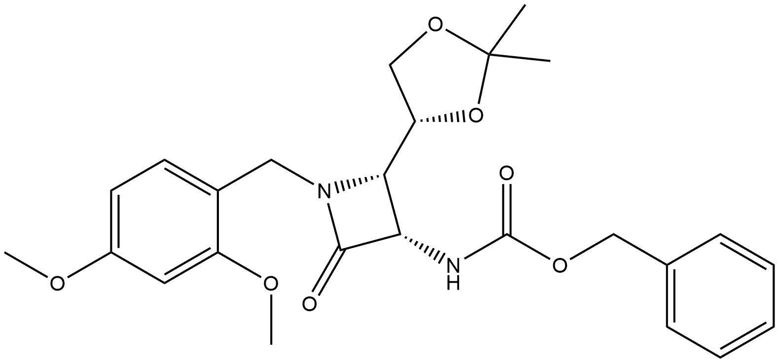 benzyl ((2S,3S)-1-(2,4-dimethoxybenzyl)-2-((R)-2,2-dimethyl-1,3-dioxolan-4-yl)-4-oxoazetidin-3-yl)carbamate Structure