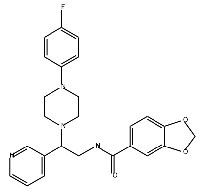 1,3-Benzodioxole-5-carboxamide, N-[2-[4-(4-fluorophenyl)-1-piperazinyl]-2-(3-pyridinyl)ethyl]- Structure