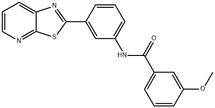 化合物BENZAMIDE, 3-METHOXY-N-(3-THIAZOLO[5,4-B]PYRIDIN-2-YLPHENYL), 863589-52-0, 结构式