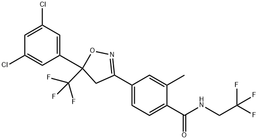 Benzamide, 4-[5-(3,5-dichlorophenyl)-4,5-dihydro-5-(trifluoromethyl)-3-isoxazolyl]-2-methyl-N-(2,2,2-trifluoroethyl)- Structure