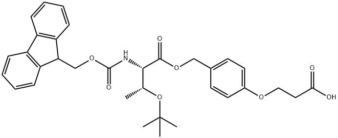 3-(4-(((N-(((9H-芴-9-基)甲氧基)羰基)-O-(叔丁基)-L-苏氨酰基)氧基)甲基)苯氧基)丙酸, 864876-97-1, 结构式