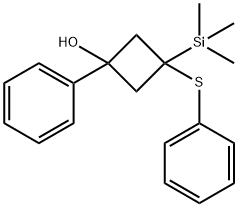 1-Phenyl-3-(phenylthio)-3-(trimethylsilyl)cyclobutanol Structure