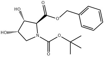 1,2-Pyrrolidinedicarboxylic acid, 3,4-dihydroxy-, 1-(1,1-dimethylethyl) 2-(phenylmethyl) ester, (2S,3R,4S)- Structure