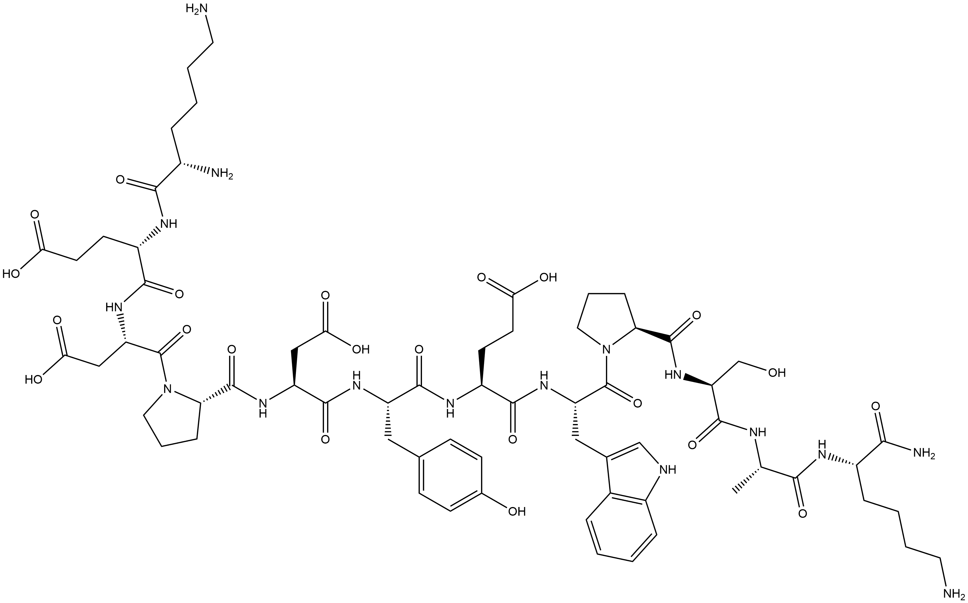 L-Lysinamide, L-lysyl-L-α-glutamyl-L-α-aspartyl-L-prolyl-L-α-aspartyl-L-tyrosyl-L-α-glutamyl-L-tryptophyl-L-prolyl-L-seryl-L-alanyl- 结构式