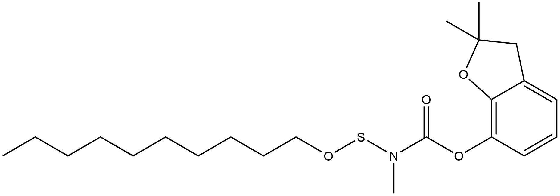 Carbamic acid, [(decyloxy)thio]methyl-, 2,3-dihydro-2,2-dimethyl-7-benzofuranyl ester (9CI) Structure