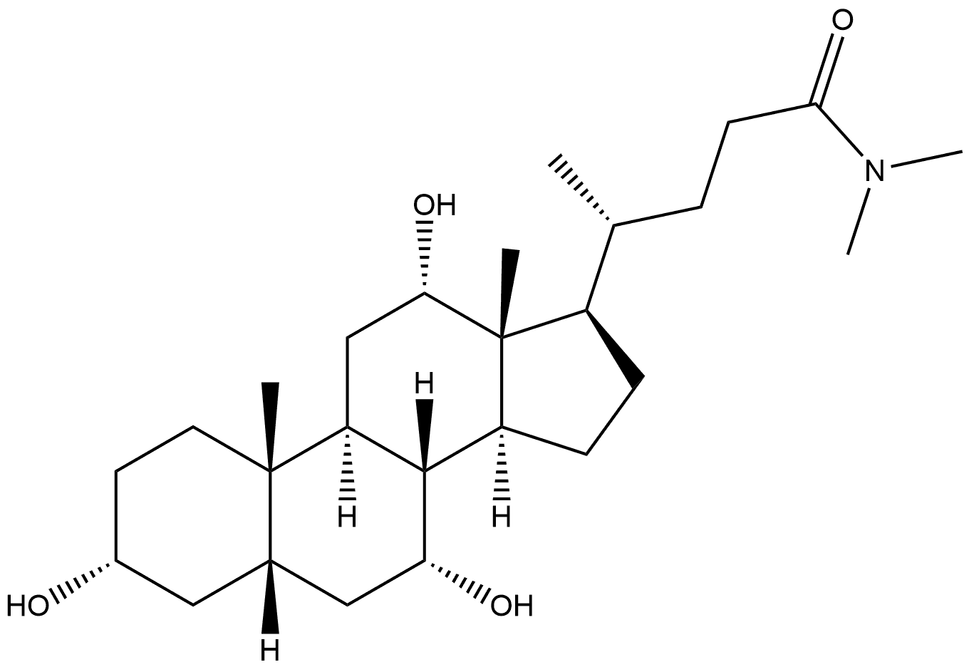 Cholan-24-amide, 3,7,12-trihydroxy-N,N-dimethyl-, (3α,5β,7α,12α)- Struktur