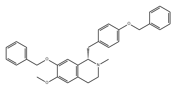 Isoquinoline, 1,2,3,4-tetrahydro-6-methoxy-2-methyl-7-(phenylmethoxy)-1-[[4-(phenylmethoxy)phenyl]methyl]-, (1S)- Structure