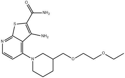 Thieno[2,3-b]pyridine-2-carboxamide, 3-amino-4-[3-[(2-ethoxyethoxy)methyl]-1-piperidinyl]- Struktur