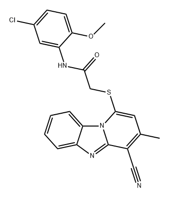 Acetamide, N-(5-chloro-2-methoxyphenyl)-2-[(4-cyano-3-methylpyrido[1,2-a]benzimidazol-1-yl)thio]- Structure