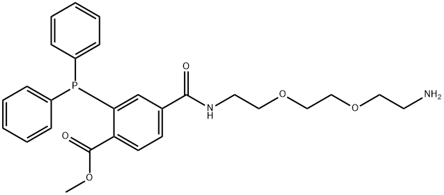 Benzoic acid, 4-[[[2-[2-(2-aminoethoxy)ethoxy]ethyl]amino]carbonyl]-2-(diphenylphosphino)-, methyl ester Structure