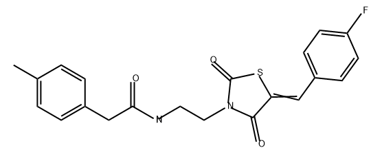 Benzeneacetamide, N-[2-[5-[(4-fluorophenyl)methylene]-2,4-dioxo-3-thiazolidinyl]ethyl]-4-methyl- 化学構造式