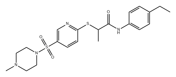 Propanamide, N-(4-ethylphenyl)-2-[[5-[(4-methyl-1-piperazinyl)sulfonyl]-2-pyridinyl]thio]- Struktur