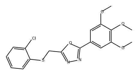 1,3,4-Oxadiazole, 2-[[(2-chlorophenyl)thio]methyl]-5-(3,4,5-trimethoxyphenyl)- 化学構造式