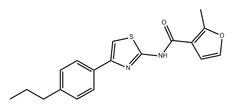 2-甲基-N-(4-(4-丙基苯基)噻唑-2-基)呋喃-3-甲酰胺, 869632-12-2, 结构式