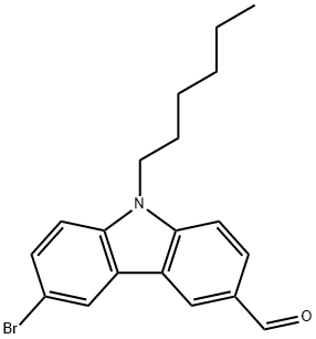 9H-Carbazole-3-carboxaldehyde, 6-bromo-9-hexyl- 结构式