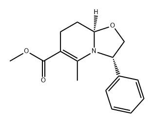 7H-Oxazolo[3,2-a]pyridine-6-carboxylic acid, 2,3,8,8a-tetrahydro-5-methyl-3-phenyl-, methyl ester, (3S,8aR)- Structure