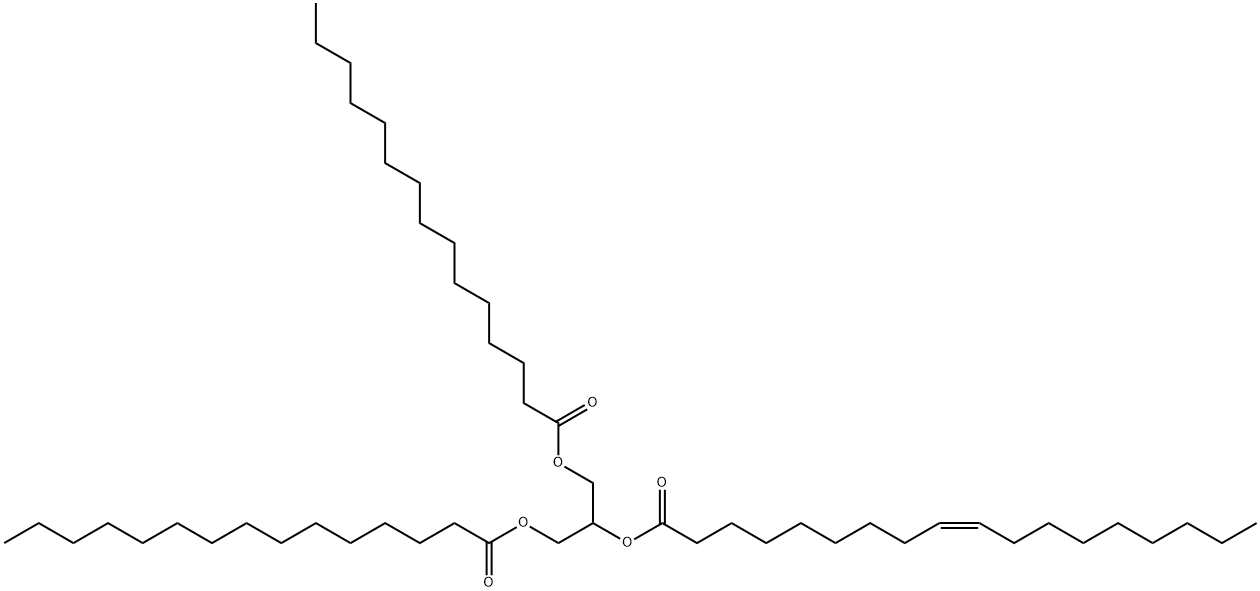 9-Octadecenoic acid (9Z)-, 2-[(1-oxopentadecyl)oxy]-1-[[(1-oxopentadecyl)oxy]methyl]ethyl ester 结构式