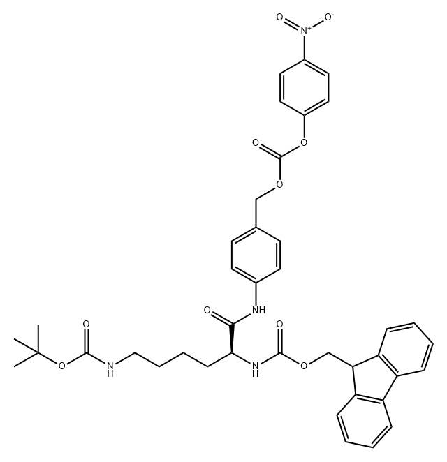 Carbonic acid, [4-[[(2S)-6-[[(1,1-dimethylethoxy)carbonyl]amino]-2-[[(9H-fluoren-9-ylmethoxy)carbonyl]amino]-1-oxohexyl]amino]phenyl]methyl 4-nitrophenyl ester,870487-07-3,结构式