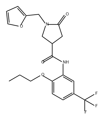 3-Pyrrolidinecarboxamide, 1-(2-furanylmethyl)-5-oxo-N-[2-propoxy-5-(trifluoromethyl)phenyl]- Struktur