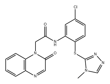 1(2H)-Quinoxalineacetamide, N-[5-chloro-2-[(4-methyl-4H-1,2,4-triazol-3-yl)thio]phenyl]-2-oxo- Struktur