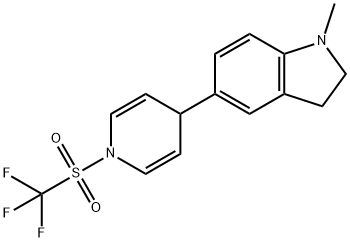 1H-Indole, 5-[1,4-dihydro-1-[(trifluoromethyl)sulfonyl]-4-pyridinyl]-2,3-dihydro-1-methyl- Struktur