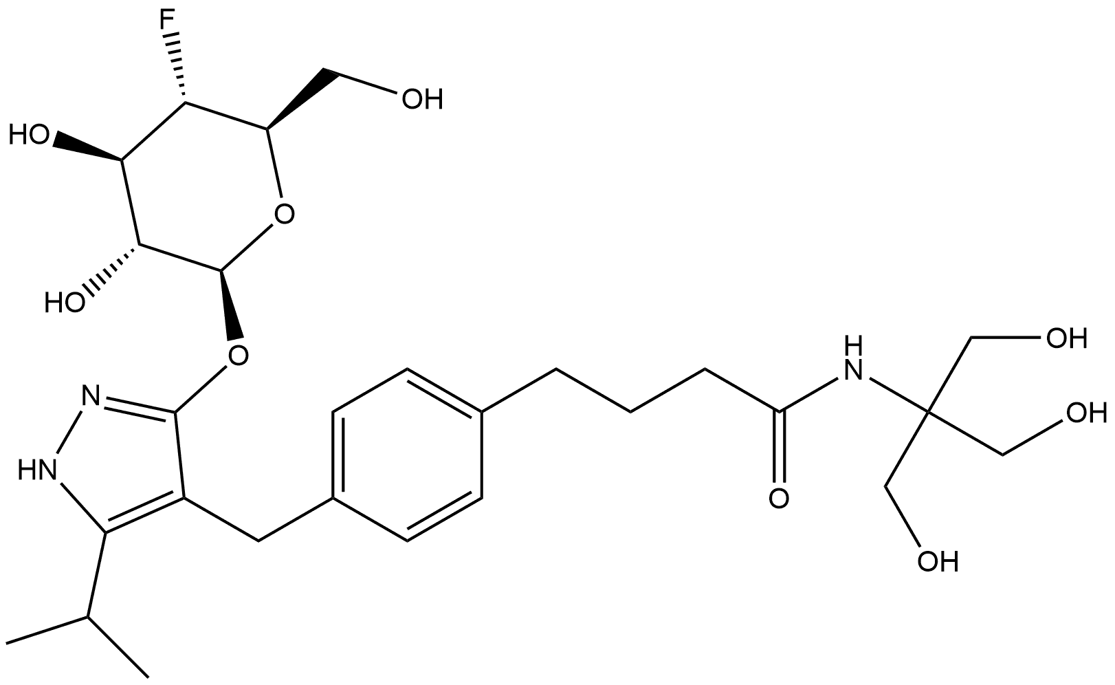 BenzenebutanaMide, 4-[[3-[(4-deoxy-4-fluoro-β-D-glucopyranosyl)oxy]-5-(1-Methylethyl)-1H-pyrazol-4-yl]Methyl]-N-[2-hydroxy-1,1-bis(hydroxyMethyl)ethyl]-|