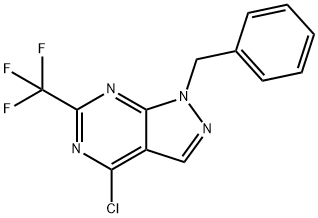 1-苄基-4-氯-6-(三氟甲基)-1H-吡唑并[3,4-D]嘧啶 结构式