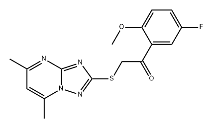 Ethanone, 2-[(5,7-dimethyl[1,2,4]triazolo[1,5-a]pyrimidin-2-yl)thio]-1-(5-fluoro-2-methoxyphenyl)- Structure