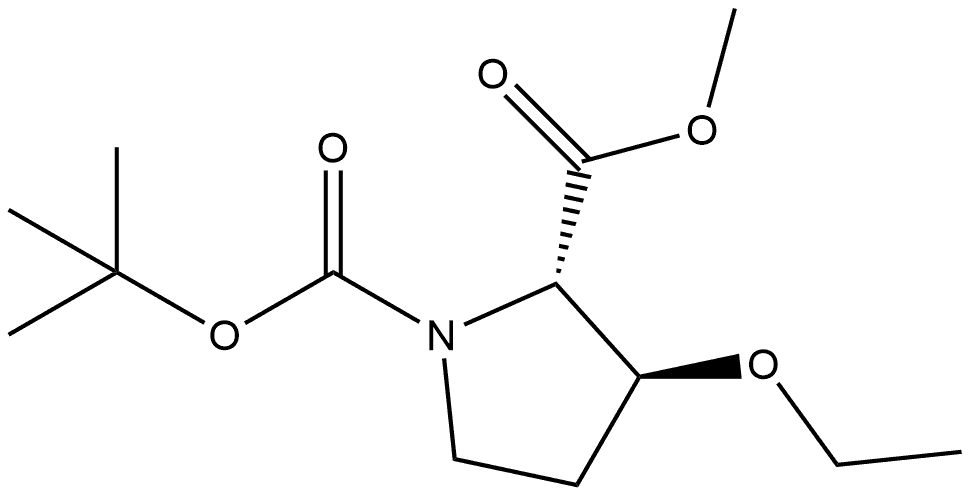 1-tert-butyl 2-methyl (2S,3S)-3-ethoxypyrrolidine-1,2-dicarboxylate Struktur