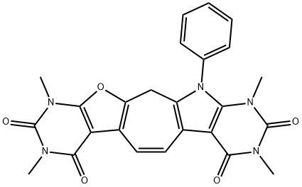 872038-91-0 Pyrimido[5,4:4,5]furo[2,3:4,5]cyclohepta[1,2:4,5]pyrrolo[2,3-d]pyrimidine-2,4,7,9(3H,8H)-tetrone,  1,10,12,13-tetrahydro-1,3,8,10-tetramethyl-13-phenyl-