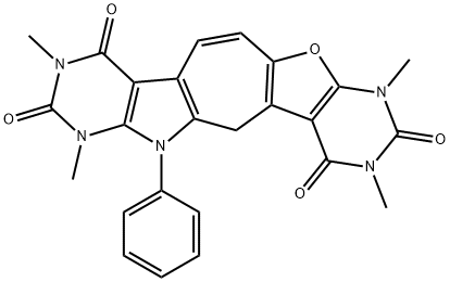 872038-92-1 Pyrimido[5,4:4,5]furo[3,2:4,5]cyclohepta[1,2:4,5]pyrrolo[2,3-d]pyrimidine-2,4,8,10(3H,9H)-tetrone,  1,5,6,7-tetrahydro-1,3,7,9-tetramethyl-6-phenyl-  (9CI)