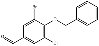 3-Bromo-5-chloro-4-(phenylmethoxy)benzaldehyde Struktur