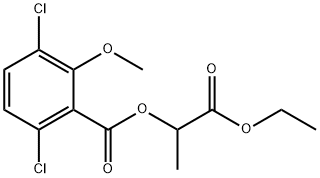 Benzoic acid, 3,6-dichloro-2-methoxy-, 2-ethoxy-1-methyl-2-oxoethyl ester Struktur