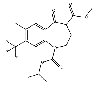 1H-1-Benzazepine-1,4-dicarboxylic acid, 2,3,4,5-tetrahydro-7-methyl-5-oxo-8-(trifluoromethyl)-, 4-methyl 1-(1-methylethyl) ester 结构式