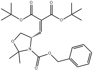 Propanedioic acid, 2-[[(4S)-2,2-dimethyl-3-[(phenylmethoxy)carbonyl]-4-oxazolidinyl]methylene]-, 1,3-bis(1,1-dimethylethyl) ester,873310-64-6,结构式