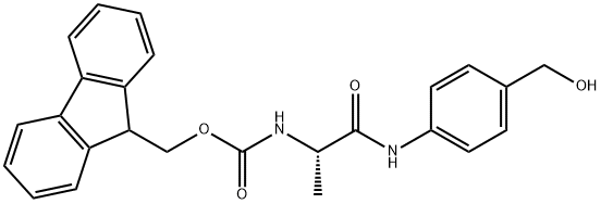 Carbamic acid, N-[(1S)-2-[[4-(hydroxymethyl)phenyl]amino]-1-methyl-2-oxoethyl]-, 9H-fluoren-9-ylmethyl ester Structure
