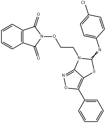 1H-ISOINDOLE-1,3(2H)-DIONE, 2-[2-[5-[(4-CHLOROPHENYL)IMINO]-3-PHENYLTHIAZOLO[4,5-C]ISOXAZOL-6(5H)-YL]ETHOXY]-,874162-03-5,结构式