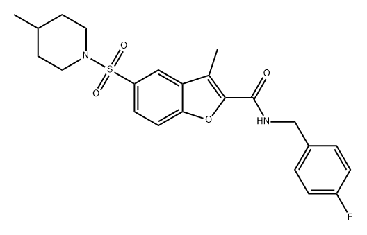 2-Benzofurancarboxamide, N-[(4-fluorophenyl)methyl]-3-methyl-5-[(4-methyl-1-piperidinyl)sulfonyl]- Struktur