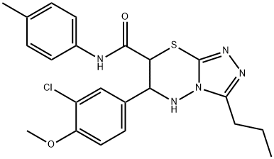 6-(3-Chloro-4-methoxyphenyl)-N-(4-methylphenyl)-3-propyl-6,7-dihydro-5H-[1,2,4]triazolo[3,4-b][1,3,4]thiadiazine-7-carboxamide Struktur