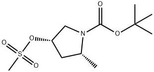 1-Pyrrolidinecarboxylic acid, 2-methyl-4-[(methylsulfonyl)oxy]-, 1,1-dimethylethyl ester, (2R,4S)- Structure