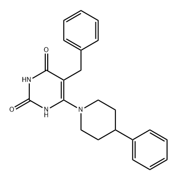 2,4(1H,3H)-Pyrimidinedione, 5-(phenylmethyl)-6-(4-phenyl-1-piperidinyl)- Struktur