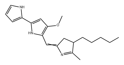 2,2'-Bi-1H-pyrrole, 5-[(3,4-dihydro-5-methyl-4-pentyl-2H-pyrrol-2-ylidene)methyl]-4-methoxy-,875057-53-7,结构式