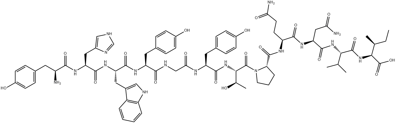 L-Isoleucine, L-tyrosyl-L-histidyl-L-tryptophyl-L-tyrosylglycyl-L-tyrosyl-L-threonyl-L-prolyl-L-glutaminyl-L-asparaginyl-L-valyl- Struktur