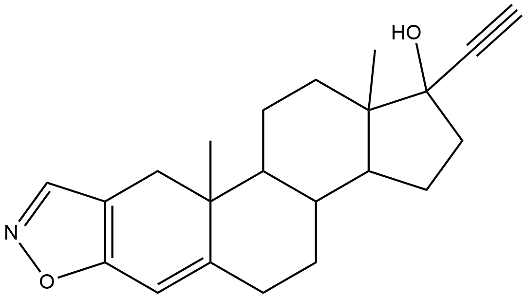 1H-Cyclopenta[7,8]phenanthro[3,2-d]isoxazol-1-ol, 1-ethynyl-2,3,3a,3b,4,5,1,10a,10b,11,12,12a-dodecahydro-10a,12a-dimethyl- (7CI) Structure