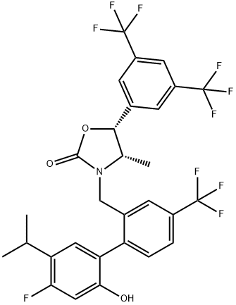2-Oxazolidinone, 5-[3,5-bis(trifluoromethyl)phenyl]-3-[[4'-fluoro-2'-hydroxy-5'-(1-methylethyl)-4-(trifluoromethyl)[1,1'-biphenyl]-2-yl]methyl]-4-methyl-, (4S,5R)-