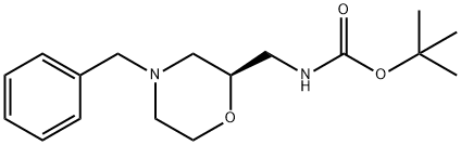 Carbamic acid, N-[[(2R)-4-(phenylmethyl)-2-morpholinyl]methyl]-, 1,1-dimethyleth 化学構造式