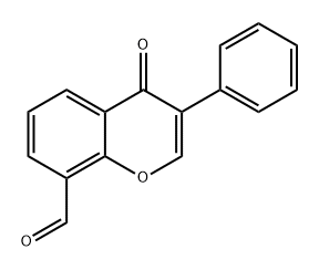 4H-1-Benzopyran-8-carboxaldehyde, 4-oxo-3-phenyl- 化学構造式