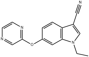 1-Ethyl-6-(pyrazin-2-yloxy)-1H-indole-3-carbonitrile Structure