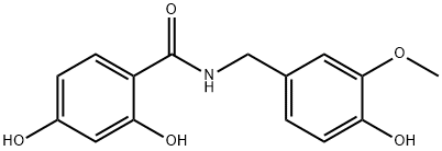 Benzamide, 2,4-dihydroxy-N-[(4-hydroxy-3-methoxyphenyl)methyl]-,877207-36-8,结构式